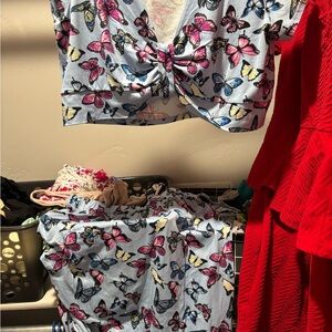 Butterfly Print Crop Top